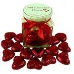 Glass Gift Jar of Chocolate Hearts – Ruby Red